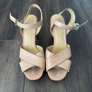 MICHAEL KORS Platform Heels - Leather - Cream - Size 9.5